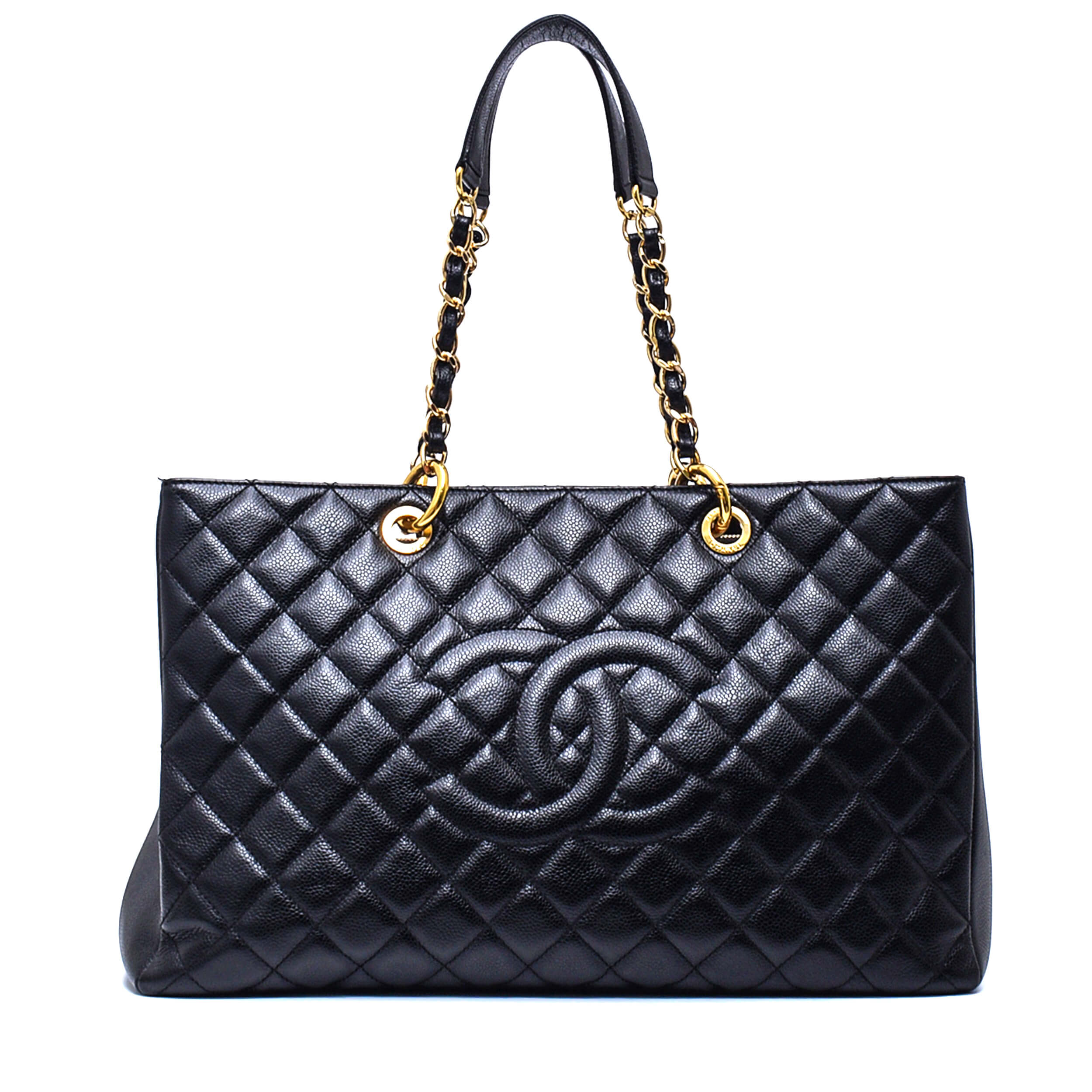 Chanel - Black Quilted Caviar Leather GTS Large Shopping Tote Bag